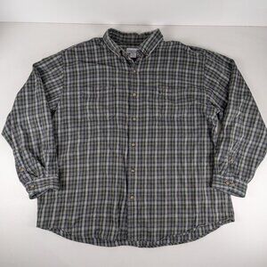 Carhartt Flannel Shirt Button Down Casual Mens Size 3XL Relaxed Fit Plaid GreeN